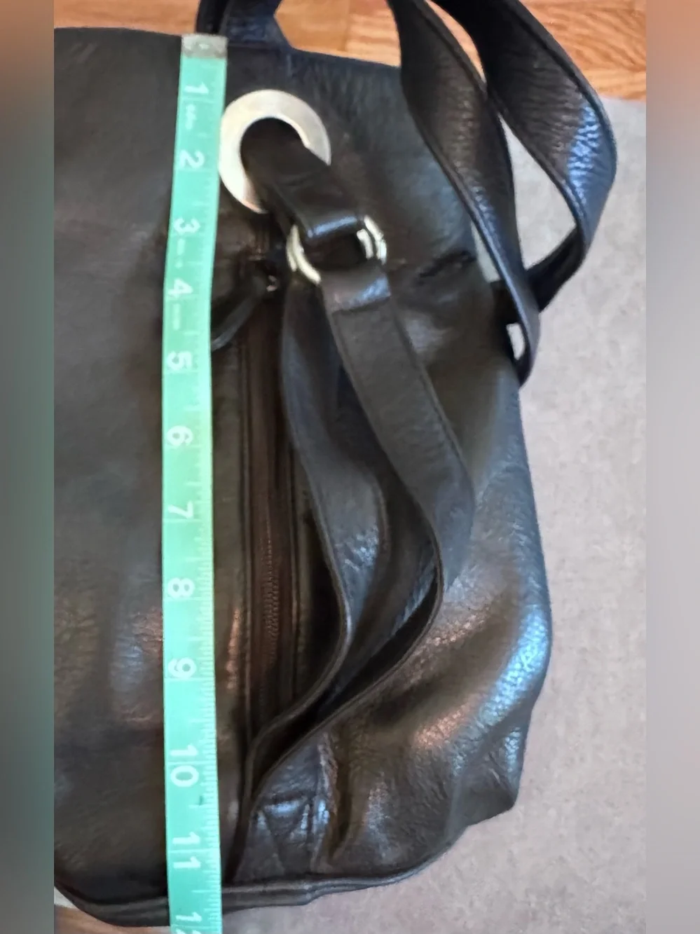 G.H. Bass & Co. Black Leather Shoulder - Backpack Bag with Silver Accent